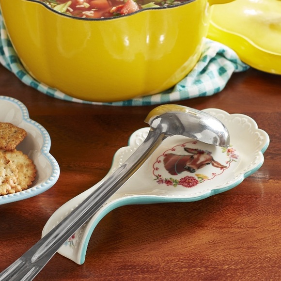 New Pioneer Woman Cow Decal Ceramic Spoon Rest - Picture 2 of 5